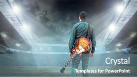  Presentation with music instrument - PPT layouts having song entertainment and music instrument background and a light blue colored foreground