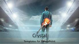  Presentation with music instrument - Slide set consisting of guitarists - artist guitarist hands play background and a light blue colored foreground