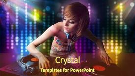  Presentation with pretty girl - PPT layouts with playing songs in a disc background and a tawny brown colored foreground