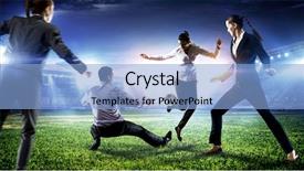  Presentation with hipster girl playing tetris game - Slide deck with playing team games mixed media background and a  colored foreground