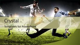  Presentation with team - Presentation theme enhanced with playing team games mixed media background and a  colored foreground