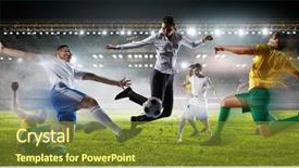  Presentation with team - PPT theme consisting of playing team games mixed media background and a  colored foreground