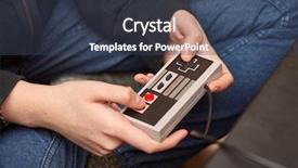  Presentation with video games playing - Slide deck consisting of playing the classic video games background and a ocean colored foreground