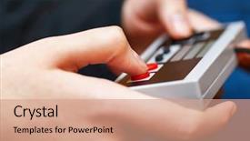  Presentation with video games playing - Presentation theme featuring playing the classic video games background and a coral colored foreground