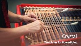  Presentation with music instrument - Theme enhanced with playing the dulcimer folk musical background and a tawny brown colored foreground
