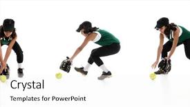  Presentation with softball sports - PPT theme consisting of playing the game of softball background and a white colored foreground