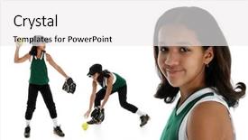  Presentation with softball - PPT layouts having playing the game of softball background and a white colored foreground