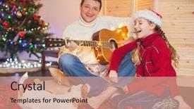  Presentation with happy new year - Beautiful slides featuring playing the guitar and singing backdrop and a coral colored foreground