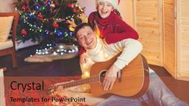  Presentation with child tree - Colorful PPT layouts enhanced with playing the guitar and singing backdrop and a red colored foreground