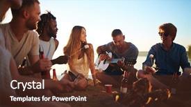  Presentation with listening - Audience pleasing presentation design consisting of playing the guitar by campfire backdrop and a tawny brown colored foreground