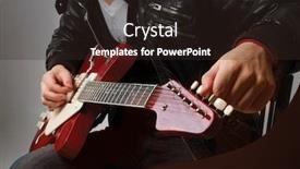  Presentation with silhouettes guitar - Slide set enhanced with rock star - playing the guitar background and a wine colored foreground