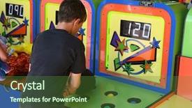  Presentation with family playing board game - Slide deck having mofle - boy playing the whack background and a tawny brown colored foreground