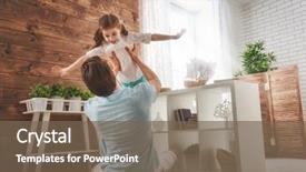  Presentation with kid s happy fathers day - Colorful PPT theme enhanced with playing together father's day backdrop and a violet colored foreground