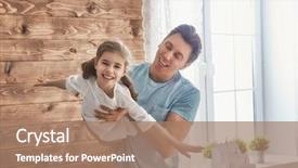  Presentation with family day - PPT theme enhanced with playing together father's day background and a coral colored foreground