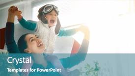  Presentation with home black family - Amazing PPT theme having playing together girl in pilot backdrop and a teal colored foreground