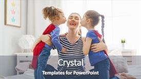  Presentation with children playing - Presentation design with playing together mom and girl background and a ocean colored foreground