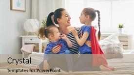 Presentation with mom kids - Audience pleasing theme consisting of playing together mom and girl backdrop and a coral colored foreground
