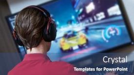  Presentation with video game - Cool new presentation theme with playing-video-game-on-personal backdrop and a ocean colored foreground