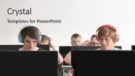  Presentation with video game 3d play games - PPT theme enhanced with playing video games at tournament background and a white colored foreground