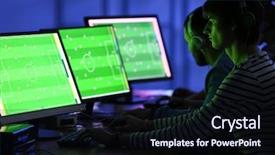  Presentation with video games playing - PPT layouts with playing video games at tournament background and a wine colored foreground