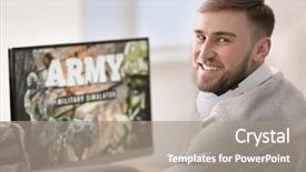  Presentation with video games playing - PPT theme featuring playing video games at tournament background and a gray colored foreground