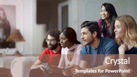  Presentation with video games playing - Presentation with playing video games with friends background and a coral colored foreground