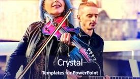  Presentation with jazz music - Beautiful theme featuring playing viola woman and man backdrop and a navy blue colored foreground