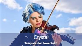  Presentation with jazz music - Presentation theme enhanced with playing viola woman perform music background and a ocean colored foreground