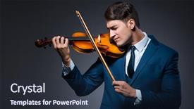  Presentation with young children playing multicultural - Slides with playing violin in dark room background and a navy blue colored foreground