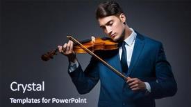  Presentation with young children playing multicultural - PPT layouts enhanced with playing violin in dark room background and a navy blue colored foreground