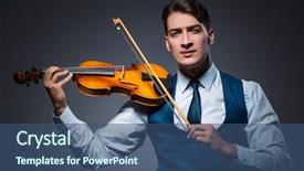  Presentation with dark - Presentation theme with playing violin in dark room background and a  colored foreground