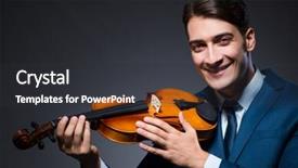  Presentation with young children playing multicultural - Theme having playing violin in dark room background and a  colored foreground