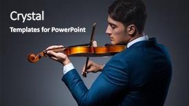  Presentation with young children playing multicultural - Slide deck featuring playing violin in dark room background and a dark gray colored foreground