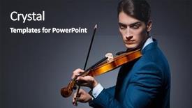  Presentation with young children playing multicultural - Theme featuring playing violin in dark room background and a  colored foreground