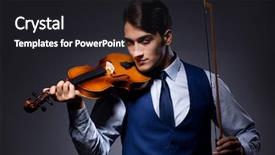  Presentation with young children playing multicultural - Slide deck with playing violin in dark room background and a  colored foreground