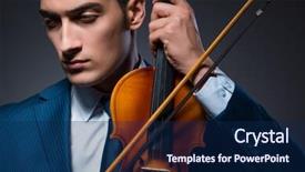  Presentation with young children playing - Theme enhanced with playing violin in dark room background and a  colored foreground