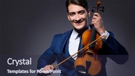  Presentation with young children playing - PPT layouts having playing violin in dark room background and a  colored foreground