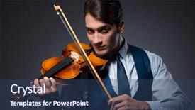  Presentation with dark - Audience pleasing presentation theme consisting of playing violin in dark room backdrop and a  colored foreground
