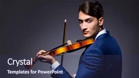  Presentation with young children playing - Audience pleasing slide deck consisting of playing violin in dark room backdrop and a  colored foreground