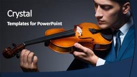  Presentation with dark - Amazing PPT theme having playing violin in dark room backdrop and a  colored foreground