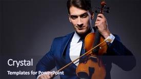  Presentation with dark - Slide set featuring playing violin in dark room background and a  colored foreground