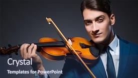  Presentation with dark - Slide set consisting of playing violin in dark room background and a  colored foreground