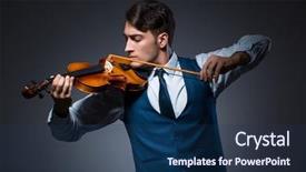  Presentation with dark room for interrogation - Beautiful slide deck featuring playing violin in dark room backdrop and a  colored foreground