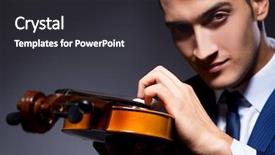  Presentation with young children playing - Audience pleasing presentation theme consisting of playing violin in dark room backdrop and a  colored foreground