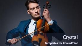  Presentation with dark - Amazing PPT theme having playing violin in dark room backdrop and a  colored foreground