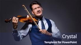  Presentation with young children playing - Amazing slide set having playing violin in dark room backdrop and a  colored foreground
