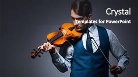  Presentation with dark - Colorful PPT theme enhanced with playing violin in dark room backdrop and a  colored foreground