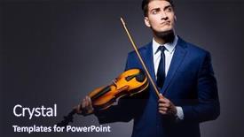  Presentation with dark - Slide deck enhanced with playing violin in dark room background and a  colored foreground