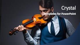  Presentation with dark - Slide deck with playing violin in dark room background and a  colored foreground