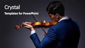  Presentation with young children playing multicultural - PPT layouts having playing violin in dark room background and a dark gray colored foreground